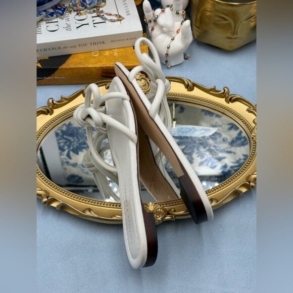 🆕 LOEFFLER RANDALL 🧿 NWOB Hadley Leather Bow Flat Sandals, White - Sz 6.5 B - Picture 12 of 12